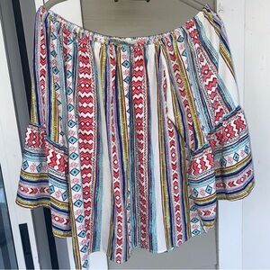 Anthropologie Callie Mac Women’s Aztec Off The Shoulder Top